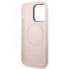Guess GUHMP14XSBPLP iPhone 14 Pro Max 6,7 różowy/pink hard case Silicone Logo Plate MagSafe